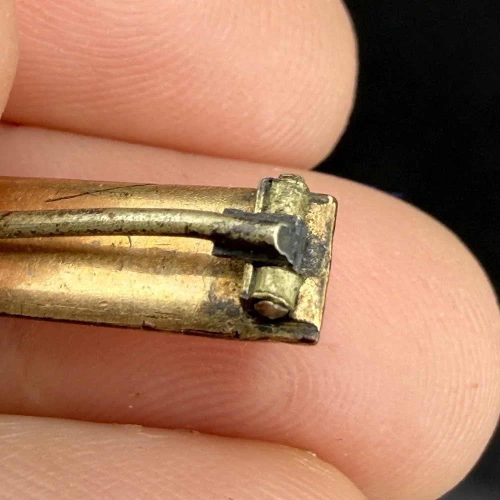 Vintage‎ Victorian Gold Filled Bar Brooch Black Enamel